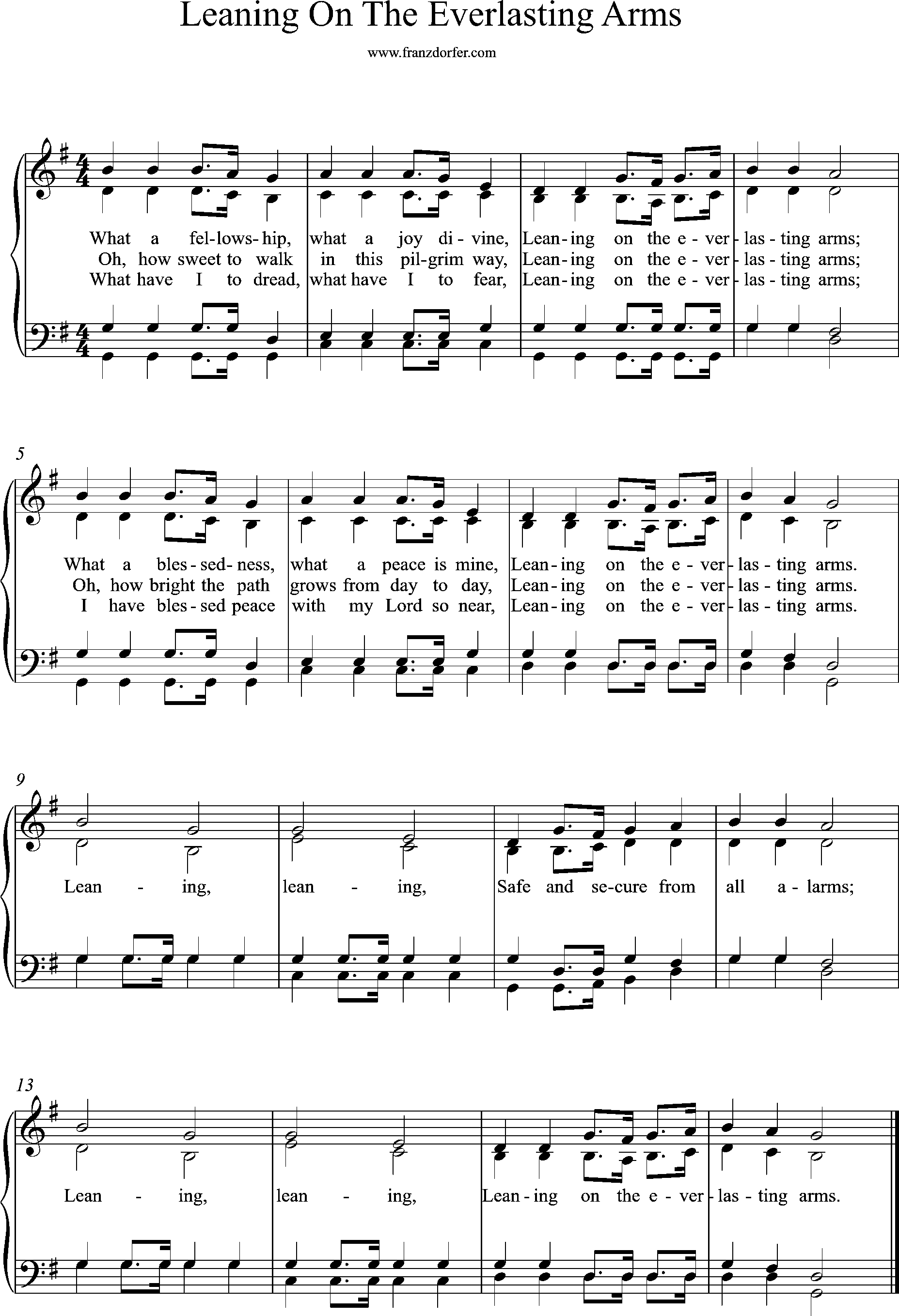 choir-, organ-, sheetmusic, G-Major, Leaning on the everlasting